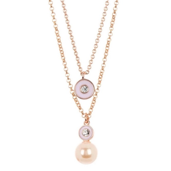 Kate Spade New York Necklace Pearly Delight Pendant Double Necklace Blush - Picture 1 of 7